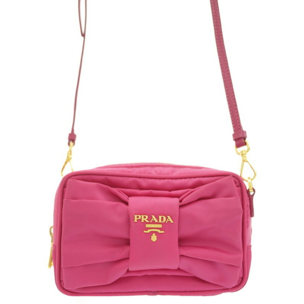 Prada Tessuto Bow Crossbody Bag fuchsia Pink